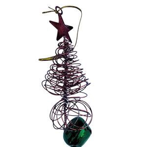 Vintage Wire Christmas Tree Ornament with Bell & Star Topper 1990s